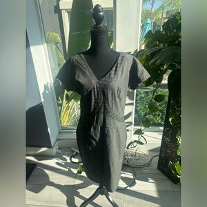 Hugo Boss Grey and Black patterned 90's office work dress/sheath dress Size 6